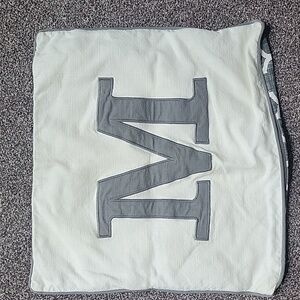 White and Gray Monogrammed Pillow Cover